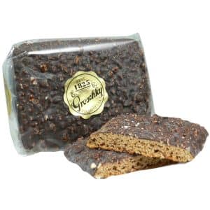 Haselnuss-Pfefferkuchen 170 g – Weiches sächsisches Gebäck mit fein gehackten Haselnüssen und Kakaoüberzug, E.C. Groschky aus Pulsnitz.