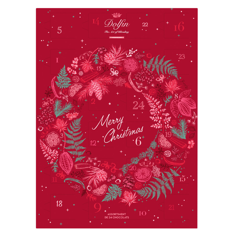 Advent Calendar - Adventskalender mit Schokotäfelchen 108g - Dolfin, Belgien