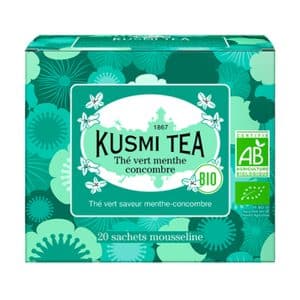 Bio-Grüntee „Thé Vert Menthe Concombre“ von Kusmi Tea – die erfrischende Teemischung mit Minze und Gurkenaroma.