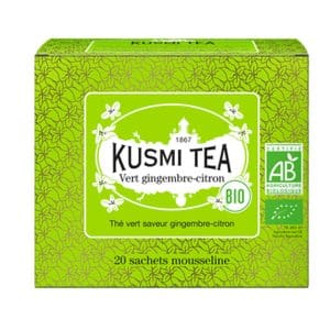 Packung Kusmi Tea Vert Gingembre-Citron Bio 40g – französischer Bio-Grüntee mit Ingwer und Zitrone