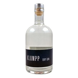 Flasche Klumpp Dry Gin vom Bio-Weingut Klumpp aus dem Kraichgau, ein handwerklich hergestellter Gin mit Weinbergkräutern und Grauburgunder-Note.