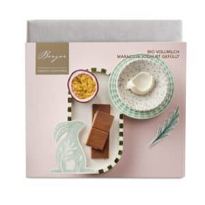 Maracuja Joghurt, gefüllt, Bio - Vollmilchschokolade 100g - Confiserie Berger