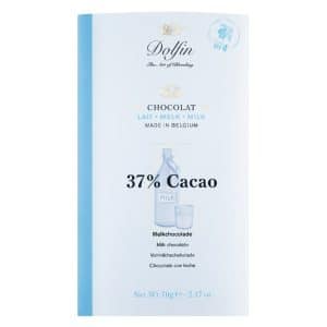 Tafel Vollmilchschokolade von Dolfin aus Belgien – Edelvollmilchschokolade mit 37 % Kakao und cremigem, zart karamelligem Geschmack.