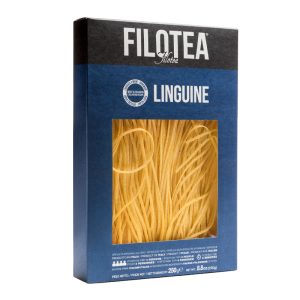 Packung Linguine von Filotea aus Italien – flache, schmale Bandnudeln aus Hartweizen, 500 g.