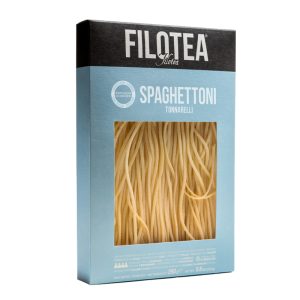 Packung Spaghettoni Tonnarelli von Filotea aus Italien – kräftige, leicht kantige Hartweizenpasta mit 250 g Inhalt.