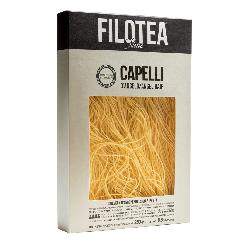 Packung Capelli d’Angelo von Filotea aus Italien – besonders feine, dünne italienische Pasta aus Hartweizen, 250 g.