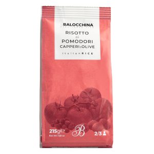 Risotto Pomodoro Capperi e Olive - Risotto mit Tomate, Kapern, Olive 215g - La Balocchina, Italien